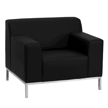 Definity Contemporary Black LeatherSoft Chair with Stainless Steel Frame