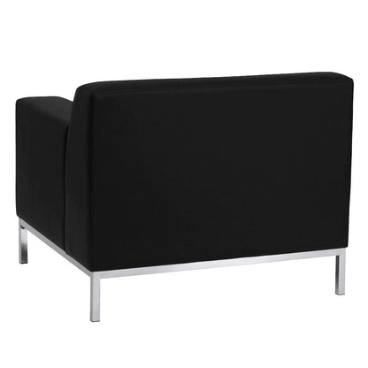 Definity Contemporary Black LeatherSoft Chair with Stainless Steel Frame