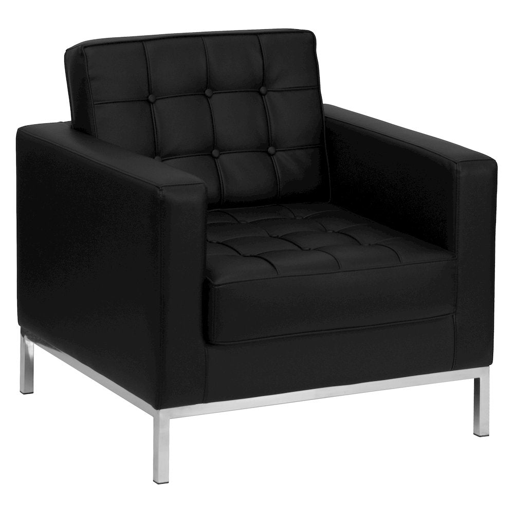 Lacey Contemporary Black LeatherSoft Chair with Stainless Steel Frame