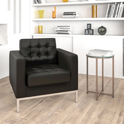 Lacey Contemporary Black LeatherSoft Chair with Stainless Steel Frame