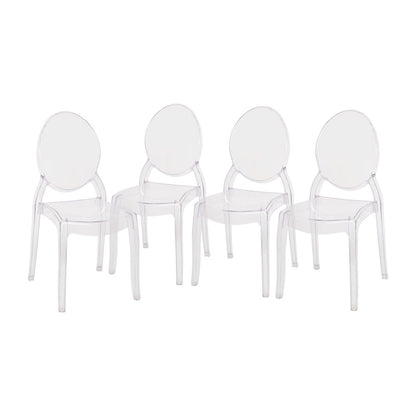Set of 4 Crystal Extra Wide Resin  Banquet, Event Ghost Chairs