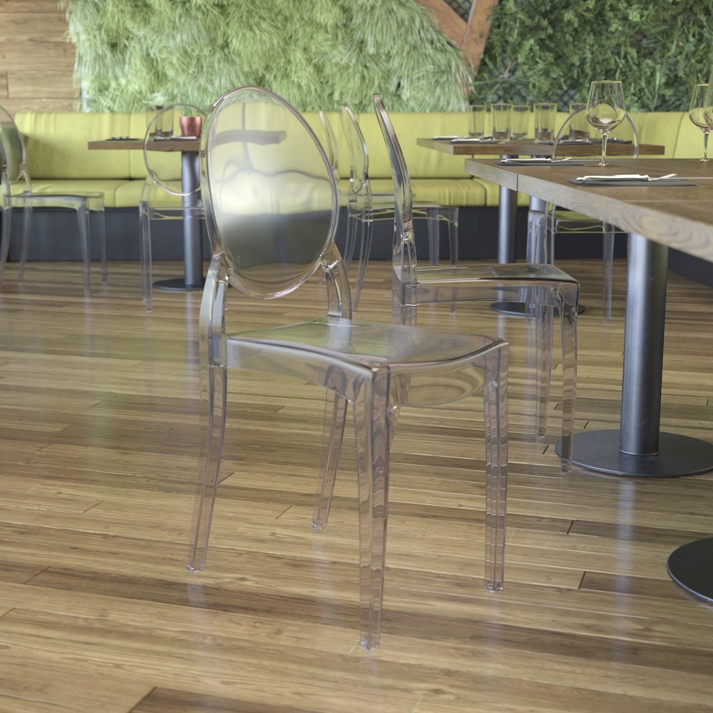 Set of 4 Crystal Extra Wide Resin  Banquet, Event Ghost Chairs