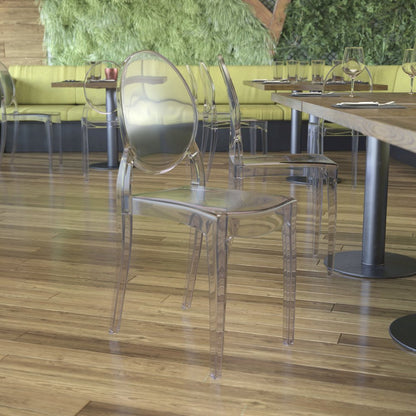 Set of 4 Crystal Extra Wide Resin  Banquet, Event Ghost Chairs
