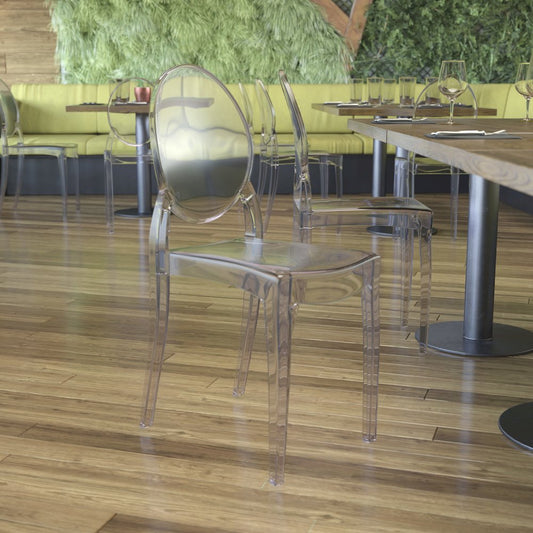 Set of 4 Crystal Extra Wide Resin  Banquet, Event Ghost Chairs