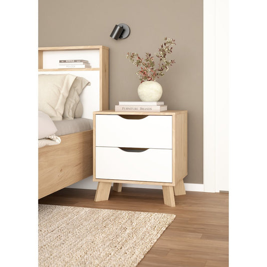Ikast 2 Drawer Nightstand, Jackson Hickory/White