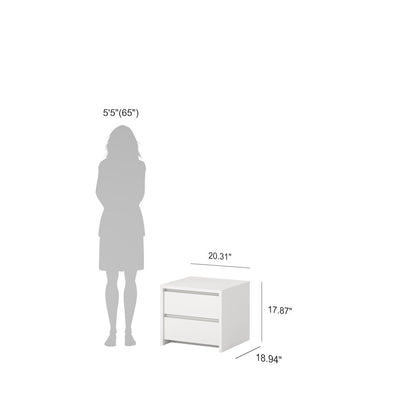 Next 17-Inch Tall 2-Drawer Nightstand End Table, White
