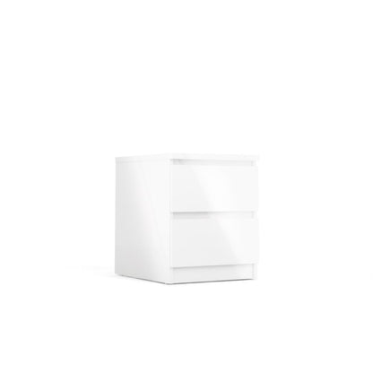 2 Drawer Nightstand White High Gloss