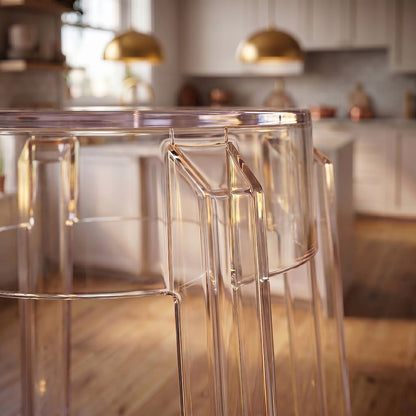 Clear Acrylic Bar Stools Set of 2, Modern Transparent Bar Height Stools