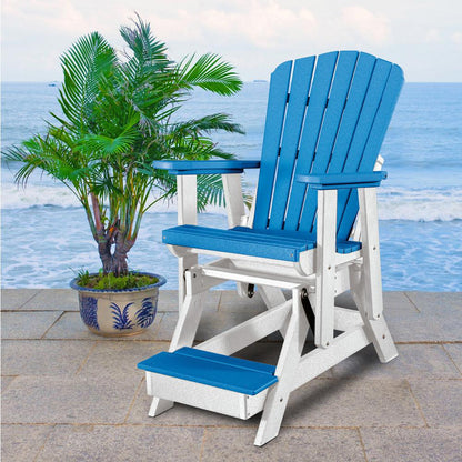 Fan Back Balcony Glider Made in the USA- Blue, White