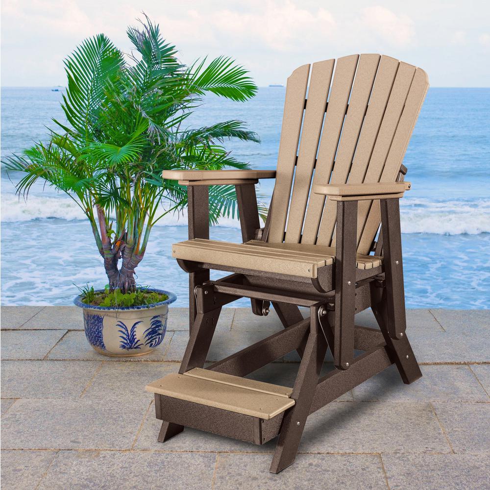 Fan Back Balcony Glider Made in the USA- Cedar, Tudor Brown