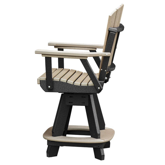 OS Home and Office Model 130-C-WWBK Counter Height Swivel Arm Chair in Weatherwood on a Black Base