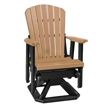OS Home and Office Model 510CBK Fan Back Swivel Glider in Cedar with a Black Base, Made in the USA