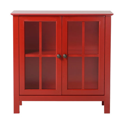 Red Glass Door Accent and Display Cabinet