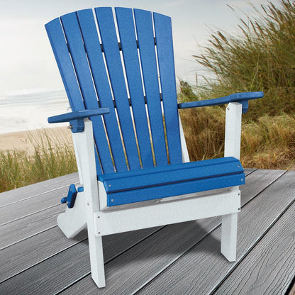Fan Back Folding Adirondack Chair Made in the USA- Blue, White