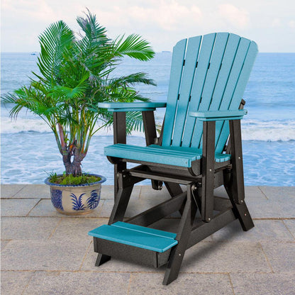 Fan Back Balcony Glider Made in the USA- Aruba, Black