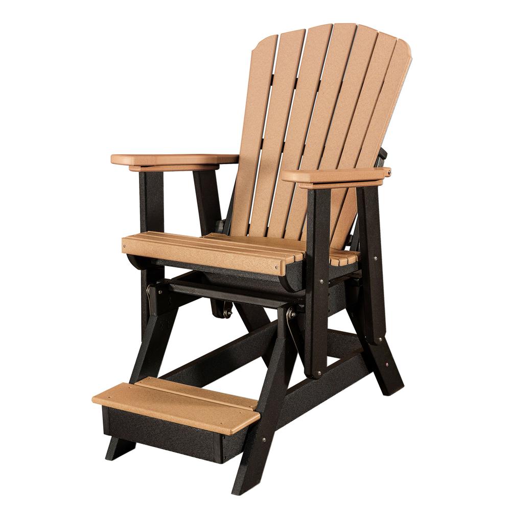 OS Home and Office Model 516CBK Fan Back Balcony Glider in Cedar with a Black Base, Made in the USA