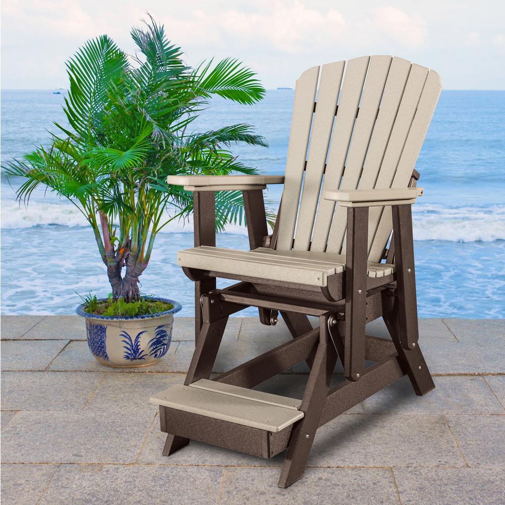 Fan Back Balcony Glider Made in the USA- Weatherwood, Tudor Brown