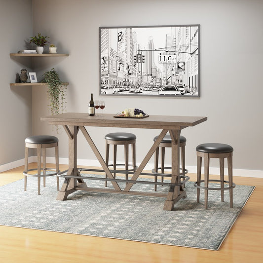 Wallce & Bay Benti Pecan Brown Backless Swivel Bar Stool