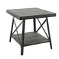 Gray 24" End Table with Solid Wood Top, Metal Base, And Open Storage Shelf