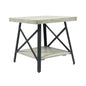 Gray 24" End Table with Solid Wood Top, Metal Base, And Open Storage Shelf