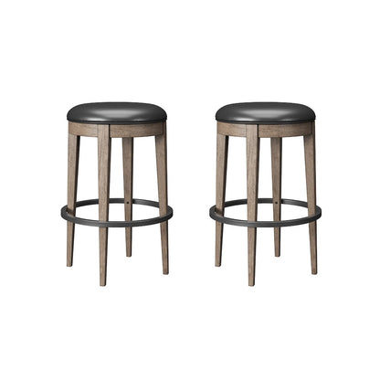 Wallce & Bay Benti Pecan Brown Backless Swivel Bar Stool