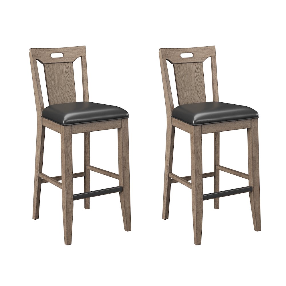 Wallce & Bay Benti Pecan Brown Slat Back Bar Stool