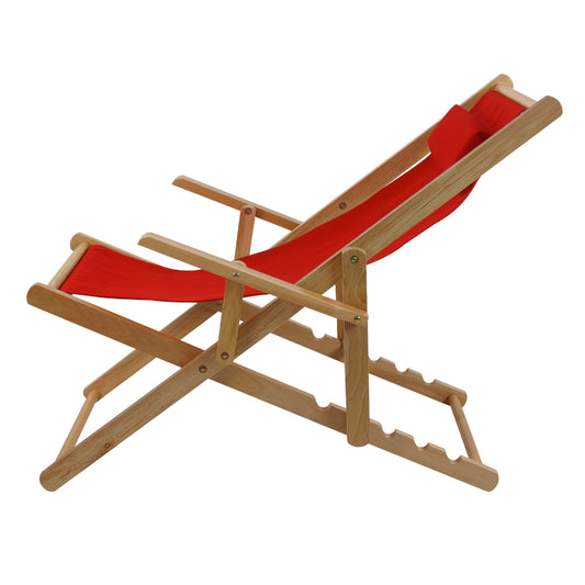 Sling Chair Natural Frame-Red Canvas