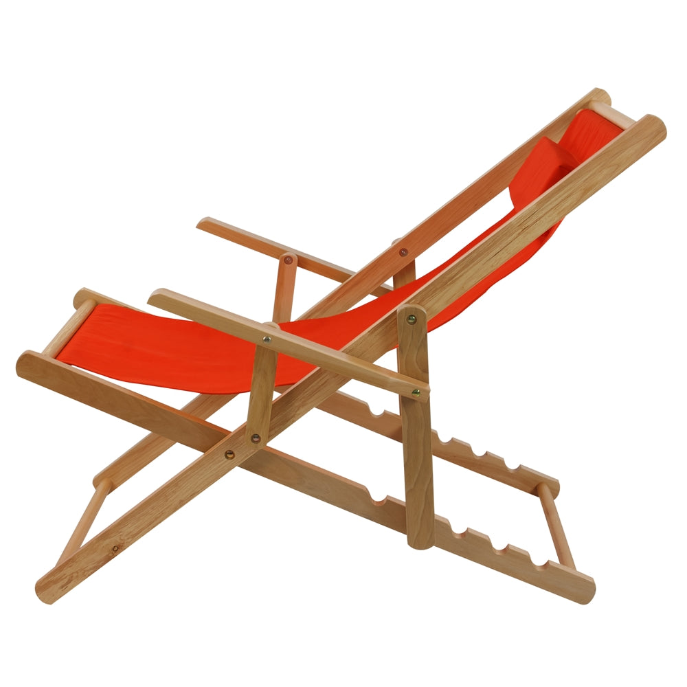 Sling Chair Natural Frame-Orange Canvas
