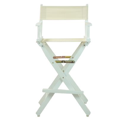 30" Director's Chair White Frame-Natural/Wheat Canvas