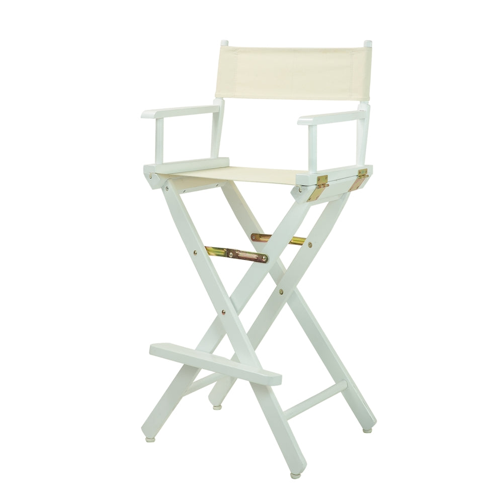 30" Director's Chair White Frame-Natural/Wheat Canvas