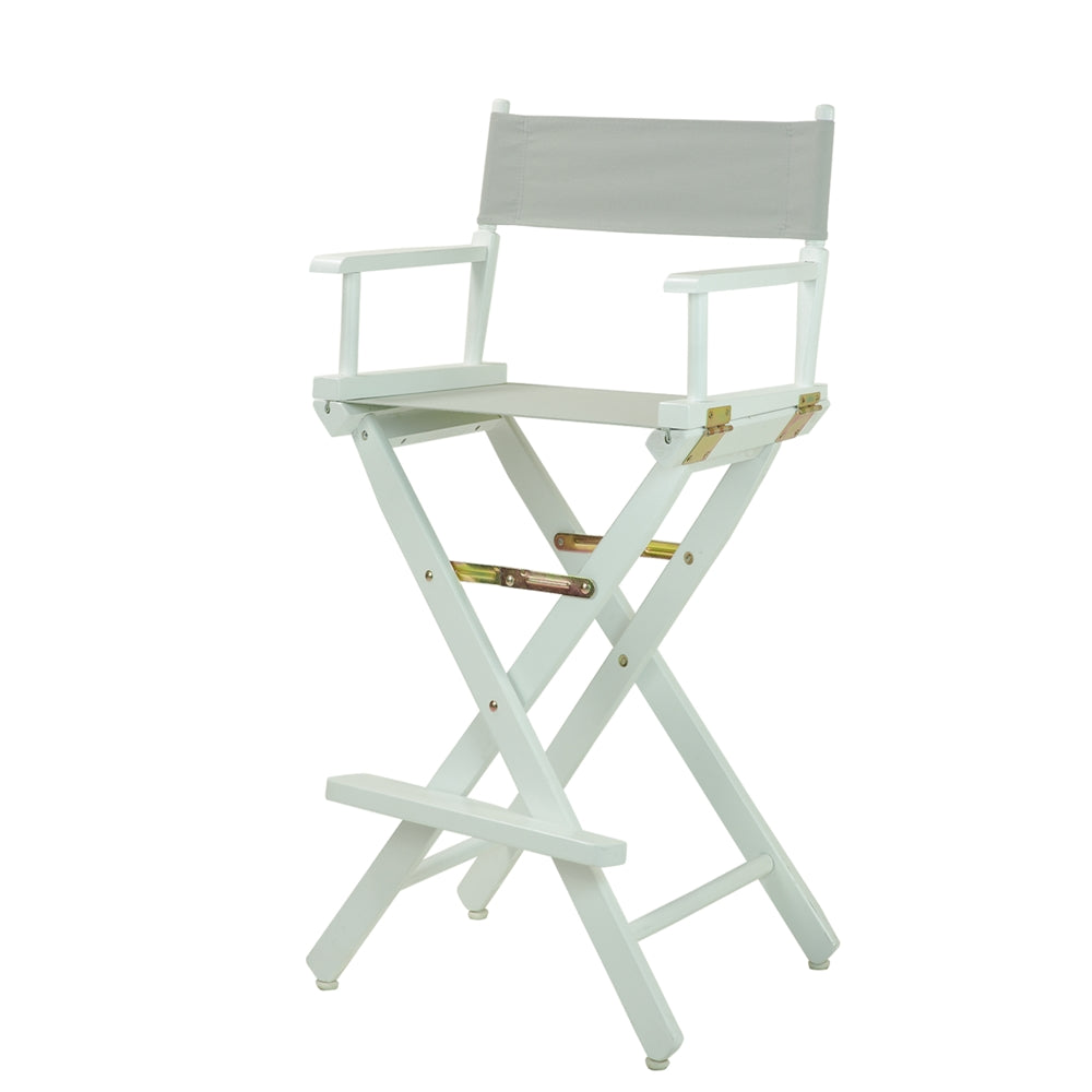 30" Director's Chair White Frame-Gray Canvas