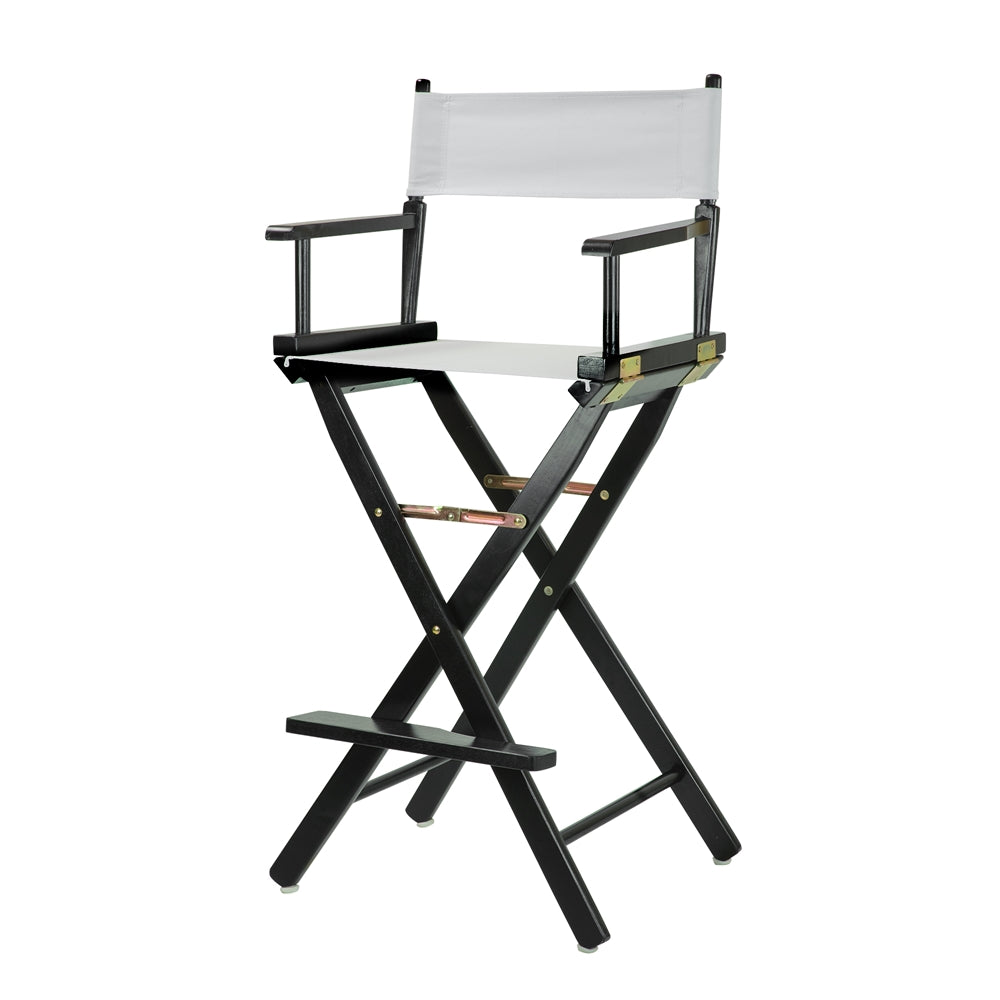 30" Director's Chair Black Frame-White Canvas