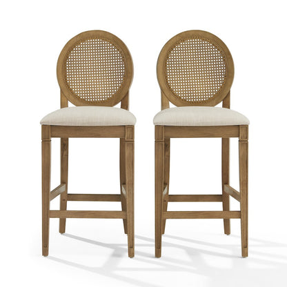 Katia 2-Piece Cane-Back Counter Stool Set - 2 Cane-Back Counter Stools
