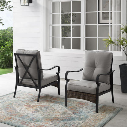 Dahlia 2Pc Metal And Wicker Outdoor Chair Set - 2 Armchairs