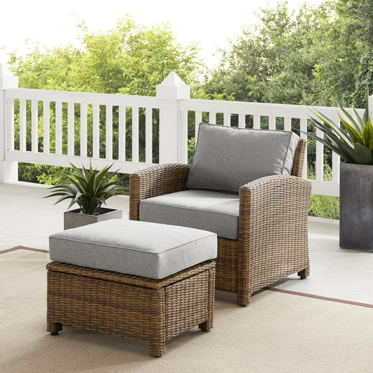 Bradenton 2Pc Wicker Outdoor Chair Set - Armchair & Ottoman