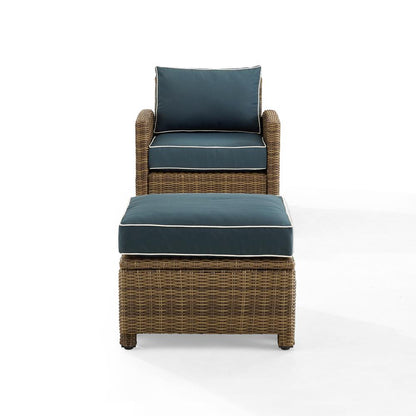 Bradenton 2Pc Wicker Outdoor Chair Set - Armchair & Ottoman