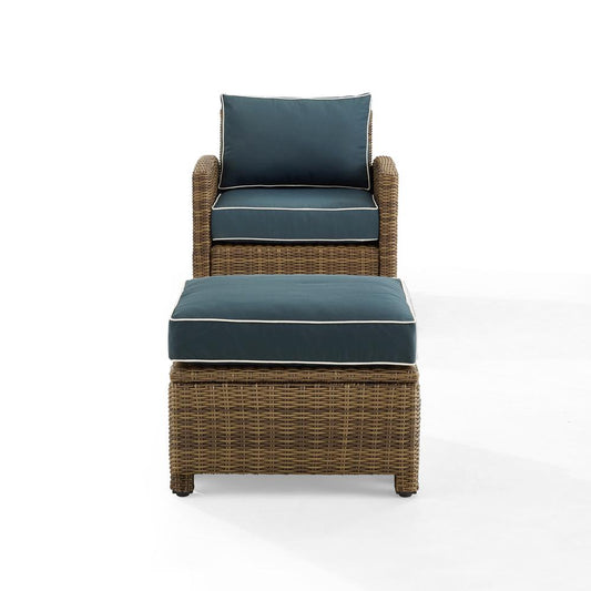 Bradenton 2Pc Wicker Outdoor Chair Set - Armchair & Ottoman