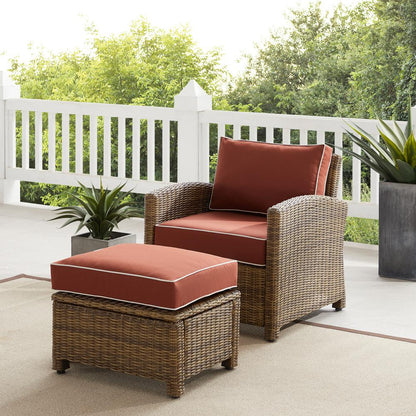 Bradenton 2Pc Wicker Outdoor Chair Set - Armchair & Ottoman