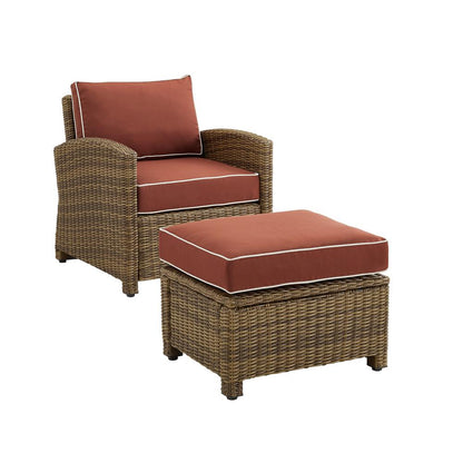 Bradenton 2Pc Wicker Outdoor Chair Set - Armchair & Ottoman