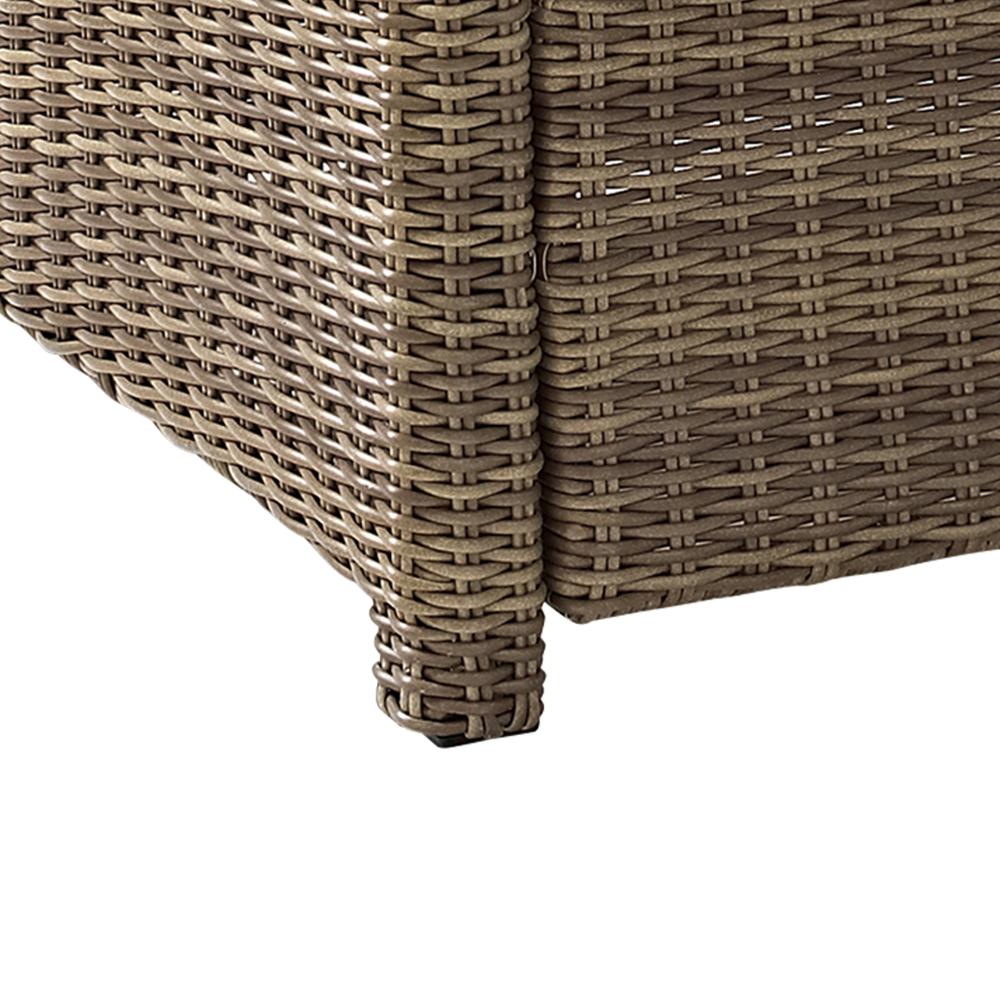Bradenton 5Pc Wicker Outdoor Chair Set - Side Table, 2 Arm Chairs & 2 Ottomans