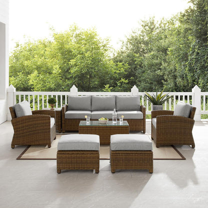7Pc Outdoor Sofa Furniture Set, Sofa, Coffee&Side Table, 2 Armchairs, 2 Ottomans