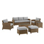 7Pc Outdoor Sofa Furniture Set, Sofa, Coffee&Side Table, 2 Armchairs, 2 Ottomans