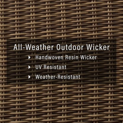 Bradenton 3Pc Wicker Outdoor Sofa Patio Furniture Set - Sofa & 2 Ottomans