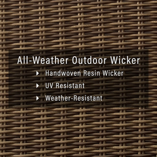 Bradenton 3Pc Wicker Outdoor Sofa Patio Furniture Set - Sofa & 2 Ottomans
