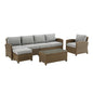 5Pc Outdoor Furniture Set, Left&Right Loveseat, Armchair, Coffee Table, Ottoman