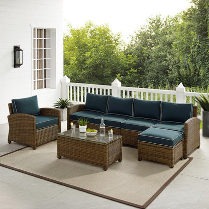 5Pc Outdoor Furniture Set, Left&Right Loveseat, Armchair, Coffee Table, Ottoman
