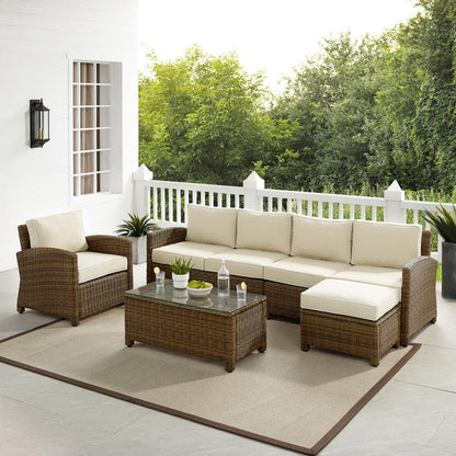 5Pc Outdoor Furniture Set, Left&Right Loveseat, Armchair, Coffee Table, Ottoman