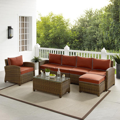 5Pc Outdoor Furniture Set, Left&Right Loveseat, Armchair, Coffee Table, Ottoman