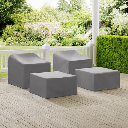 4Pc Outdoor Furniture Cover Set - 2 Arm Chairs & 2 Ottomans
