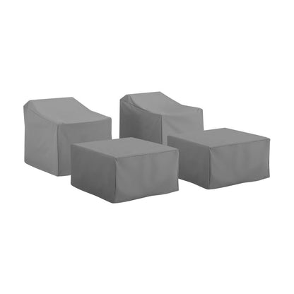 4Pc Outdoor Furniture Cover Set - 2 Arm Chairs & 2 Ottomans